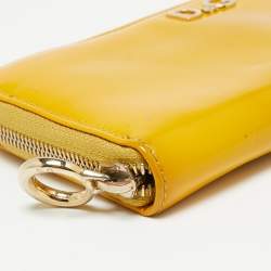 D&G Yellow Patent Leather Zip Around Wallet