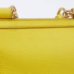 Pre Owned Dolce & Gabbana Yellow Leather Miss Sicily Top Handle Bag