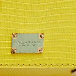 Pre Owned Dolce & Gabbana Yellow Leather Miss Sicily Top Handle Bag