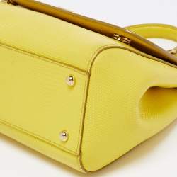 Pre Owned Dolce & Gabbana Yellow Leather Miss Sicily Top Handle Bag