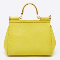 Pre Owned Dolce & Gabbana Yellow Leather Miss Sicily Top Handle Bag