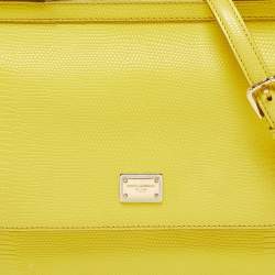 Pre Owned Dolce & Gabbana Yellow Leather Miss Sicily Top Handle Bag