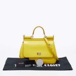 Pre Owned Dolce & Gabbana Yellow Leather Miss Sicily Top Handle Bag