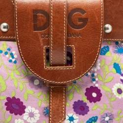 Pre Owned D&G Multicolor Floral Print Canvas and Leather  Shoulder Bag