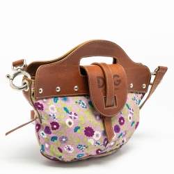 Pre Owned D&G Multicolor Floral Print Canvas and Leather  Shoulder Bag