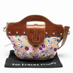 Pre Owned D&G Multicolor Floral Print Canvas and Leather  Shoulder Bag