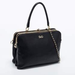Pre Owned D&G Black Leather Lily Twist Satchel 