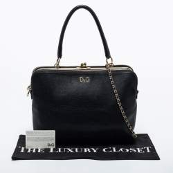 Pre Owned D&G Black Leather Lily Twist Satchel 