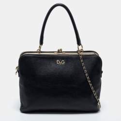 Pre Owned D&G Black Leather Lily Twist Satchel 