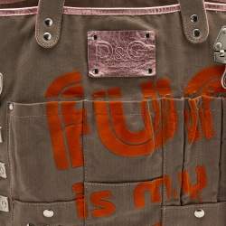 Pre Owned D&G Grey Canvas Fun Is My Life Tote