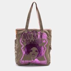 Pre Owned D&G Grey Canvas Fun Is My Life Tote