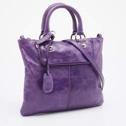 Pre Owned D&G Purple Leather Emy Tote