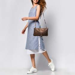D&G Metallic Brown Leather Lock Envelope Zip Shoulder Bag