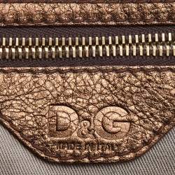 D&G Metallic Brown Leather Lock Envelope Zip Shoulder Bag