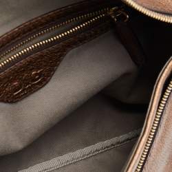 D&G Metallic Brown Leather Lock Envelope Zip Shoulder Bag