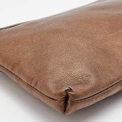 D&G Metallic Brown Leather Lock Envelope Zip Shoulder Bag