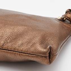 D&G Metallic Brown Leather Lock Envelope Zip Shoulder Bag