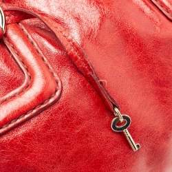 Pre Owned D&G Red/White Leather Lily Bag Bowler Bag