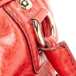 Pre Owned D&G Red/White Leather Lily Bag Bowler Bag