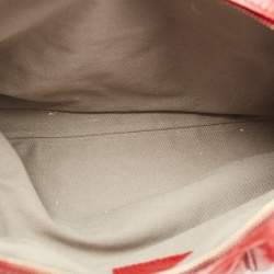 Pre Owned D&G Red/White Leather Lily Bag Bowler Bag