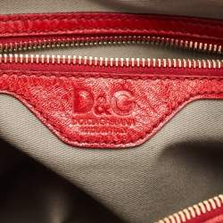 Pre Owned D&G Red/White Leather Lily Bag Bowler Bag