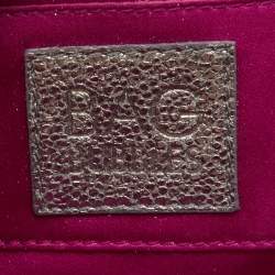 Pre Owned D&G Metallic Silver Leather Embellished Leather Clutch