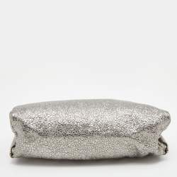 Pre Owned D&G Metallic Silver Leather Embellished Leather Clutch