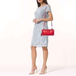 Pre Owned D&G Red Leather Top Zip Camera Crossbody Bag