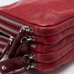 Pre Owned D&G Red Leather Top Zip Camera Crossbody Bag