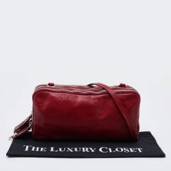 Pre Owned D&G Red Leather Top Zip Camera Crossbody Bag