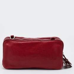 Pre Owned D&G Red Leather Top Zip Camera Crossbody Bag