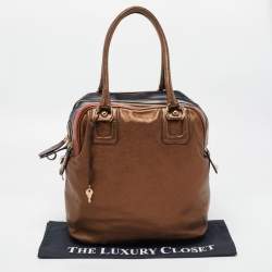 Pre Owned D&G Bronze/Multicolor Leather Lily Satchel
