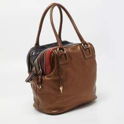 Pre Owned D&G Bronze/Multicolor Leather Lily Satchel