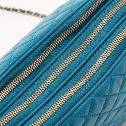 Pre Owned D&G Blue Quilted Leather Lily Glam Shoulder Bag