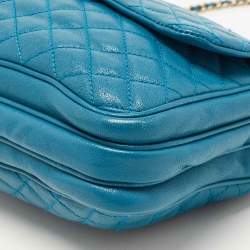 Pre Owned D&G Blue Quilted Leather Lily Glam Shoulder Bag