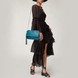 Pre Owned D&G Blue Quilted Leather Lily Glam Shoulder Bag