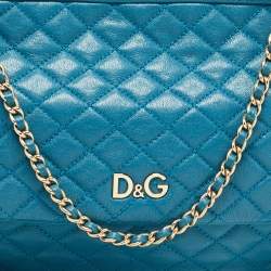 Pre Owned D&G Blue Quilted Leather Lily Glam Shoulder Bag