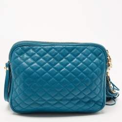 Pre Owned D&G Blue Quilted Leather Lily Glam Shoulder Bag