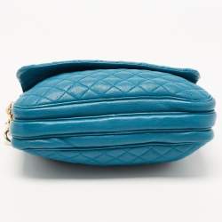 Pre Owned D&G Blue Quilted Leather Lily Glam Shoulder Bag