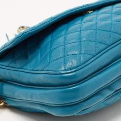 Pre Owned D&G Blue Quilted Leather Lily Glam Shoulder Bag