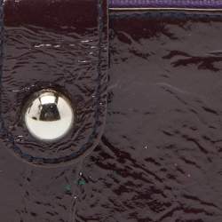 Pre Owned D&G Plum Patent Leather Double Zip Bifold Flap Wallet