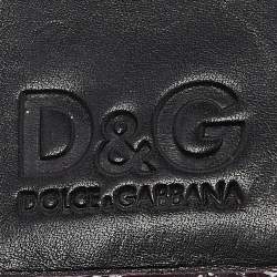 Pre Owned D&G Plum Patent Leather Double Zip Bifold Flap Wallet