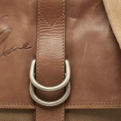 D&G Brown Canvas and Leather Flap Messenger Bag    