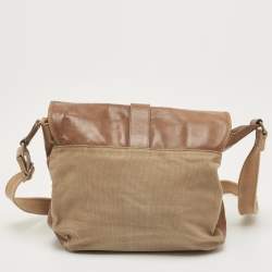 D&G Brown Canvas and Leather Flap Messenger Bag    