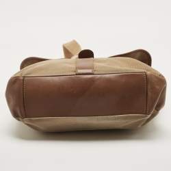 D&G Brown Canvas and Leather Flap Messenger Bag    