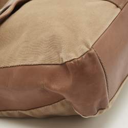 D&G Brown Canvas and Leather Flap Messenger Bag    