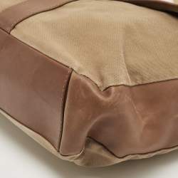 D&G Brown Canvas and Leather Flap Messenger Bag    