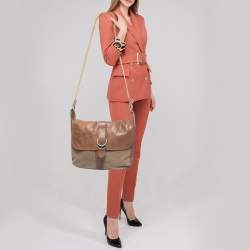 D&G Brown Canvas and Leather Flap Messenger Bag    
