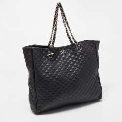 D&G Black Quilted Leather Lily Glam Tote