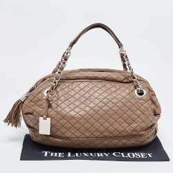 D&G Brown Leather Quilted Lily Glam Shoulder Bag